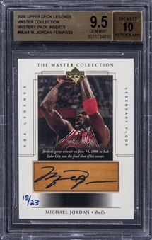 2000-01 Upper Deck Legends Master Collection "Mystery Pack Inserts" #MJA1 Michael Jordan Signed Floor Card (#18/23) – BGS GEM MINT 9.5/BGS 10